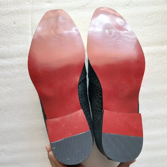 Fiesso by Aurelio Garcia Black Croc & Gold Toe Loafers Mens 13 Great Cond - Picture 2 of 13